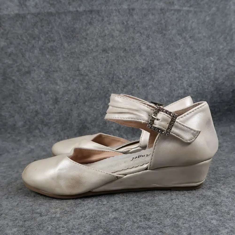 Little Angel Shoes Kids Girls 2 Dress Formal Low Wedge Heels Round Toe Buckle